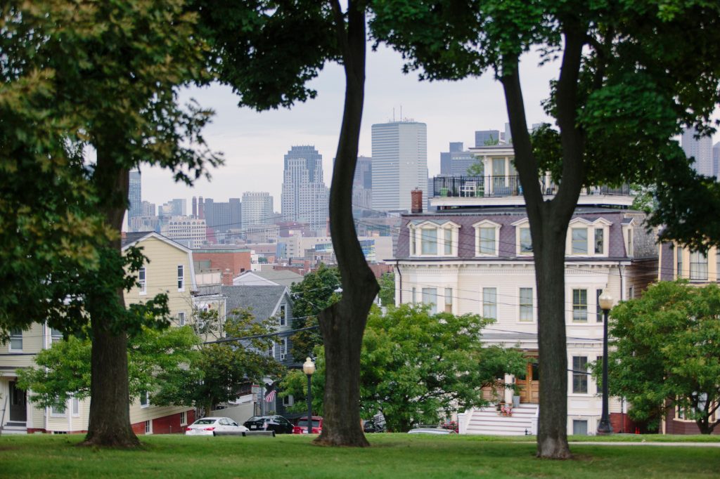 Buildings in Boston with city skyline