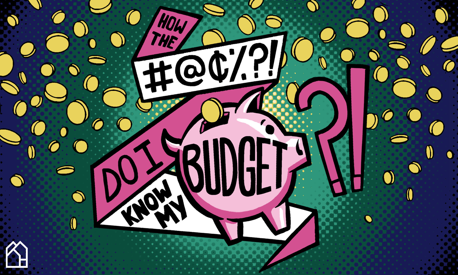 pop art illustration of a piggy bank and coins