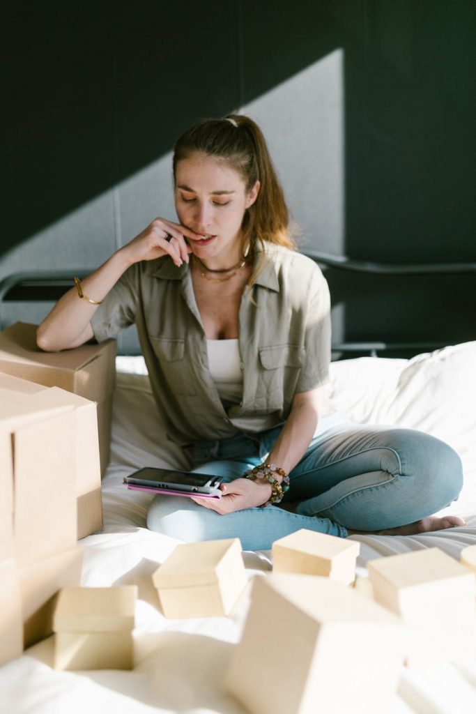 a woman doing online business
